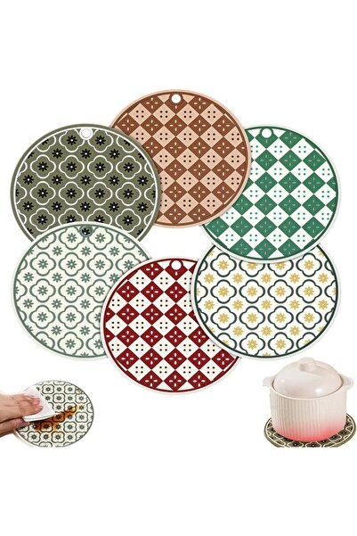GENERAL Pot Holders & Coasters Silicone Set of 6, Coaster Heat Resistant, Mul...