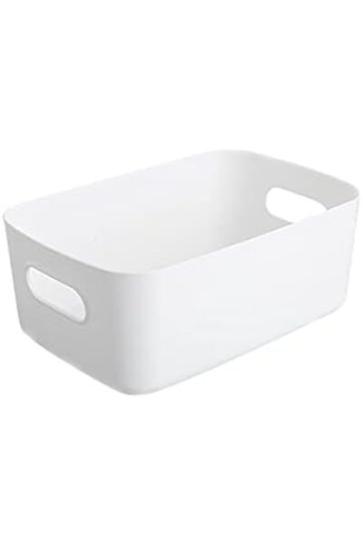 GENERAL White Plastic Storage Basket with Handles for Kitchen Organization, F...