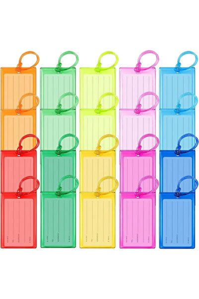 AKAMİNO 20 Pcs Luggage Tags, Colourful Silicone Travel Tags for Suitcases, Wa...