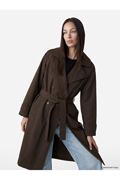LC Waikiki Double-Breasted Collar Belted Women's Trench Coat