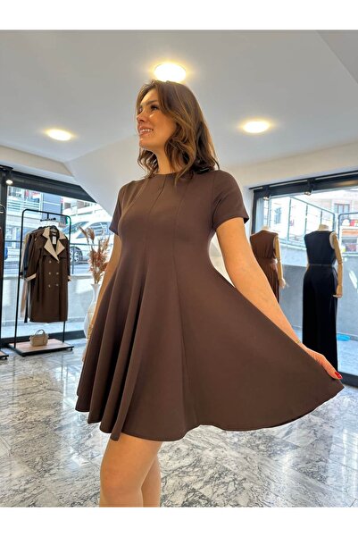 Aychayla Parçalı Mini Kloş Elbise