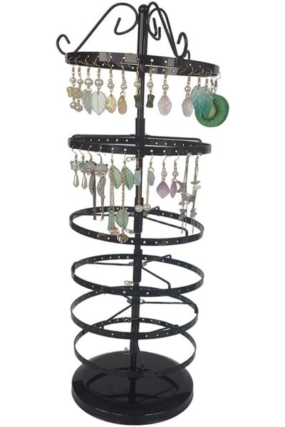 Jilukibo 6 Tier Metal 360° Rotating Earring Holder Organizer, Adjustable 220 ...
