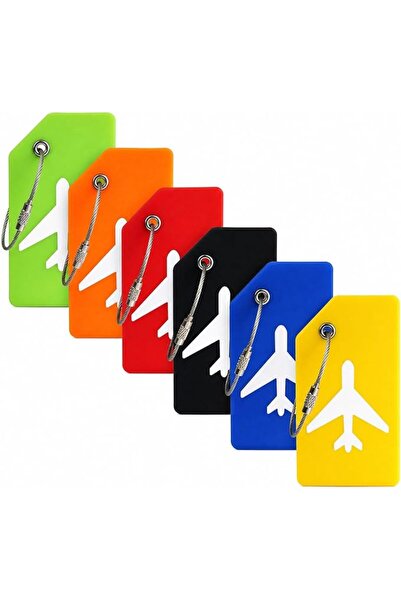 GENERAL 6 Silicone Luggage Tags Travel Baggage Labels with Steel Loops Durabl...