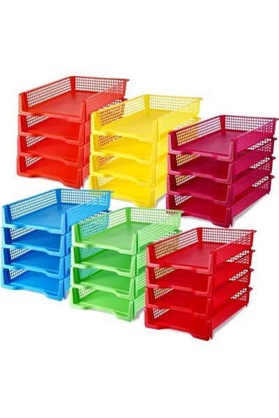 Geetery Stackable Paper Bins Plastic Letter Organizer Tray Document Paper Tra...