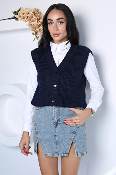 TOZLU Navy Blue Women's Knitwear Sweater