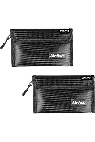 GENERAL Airfish 2 Pack Fireproof Money Bag, 8x5Inches, Black, Unisex-Adults, ...