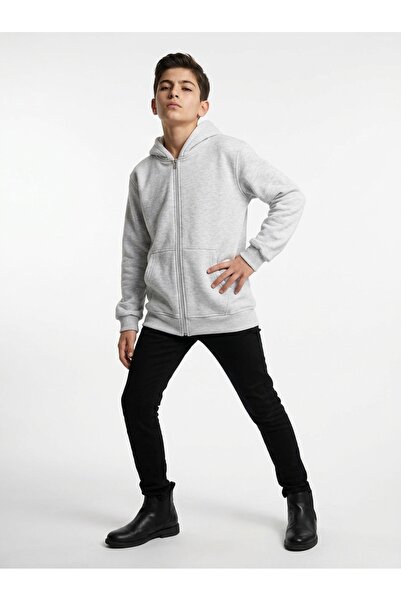 HAI COLLECTİON Erkek Çocuk 3 İplik Kapüşonlu Hırka – Fermuarlı Cepli Günlük Sweatshirt