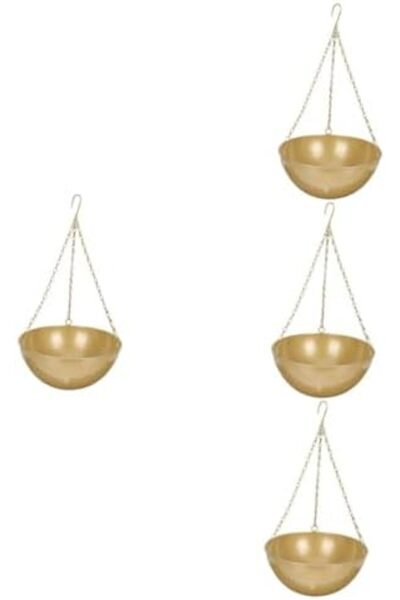 Generic Hanging Flower Pot Basket Set - 4 Metal Wall-Mounted Plant Stands for...