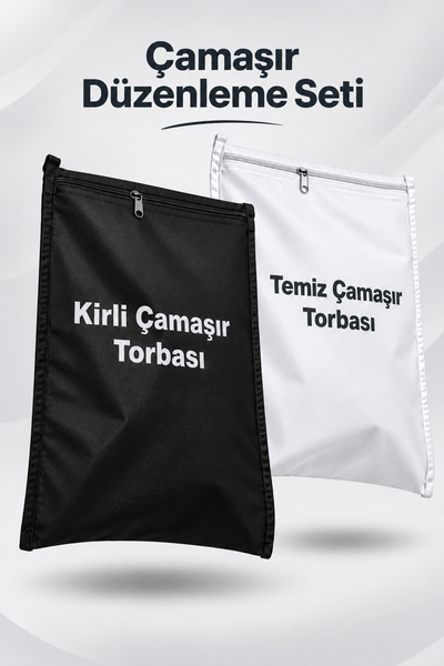 Alıç Set de 2 saci pentru rufe curate și murdare, cu fermoar, pentru organiza...