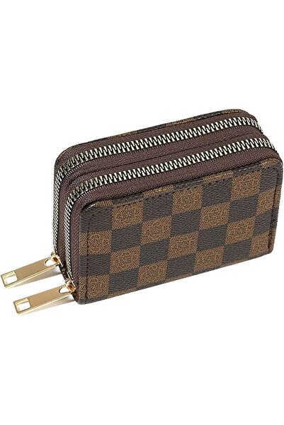 GENERAL PU Leather Accordion Card Wallet, Double-Layer Zippered Card Holder f...