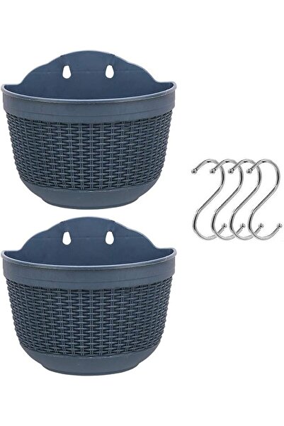 GENERAL Set of 2 Pcs Hanging Planters Outdoor Hanging Basket Plastic Flower P...