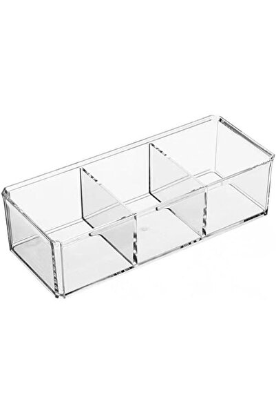 GENERAL EMUKOEP Makeup Organizer Clear Acrylic Cotton Bow Holder 3 Compartmen...