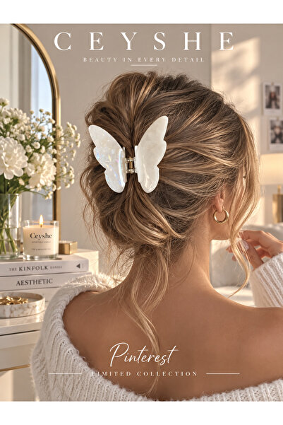 CeyShe Pinterest Acrylic Large White Butterfly Shiny Claw Clip Durable Hairpi...