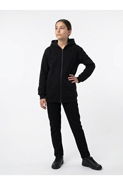 HAI COLLECTİON Kız Çocuk 3 İplik Kapüşonlu Hırka – Fermuarlı Cepli Günlük Sweatshirt