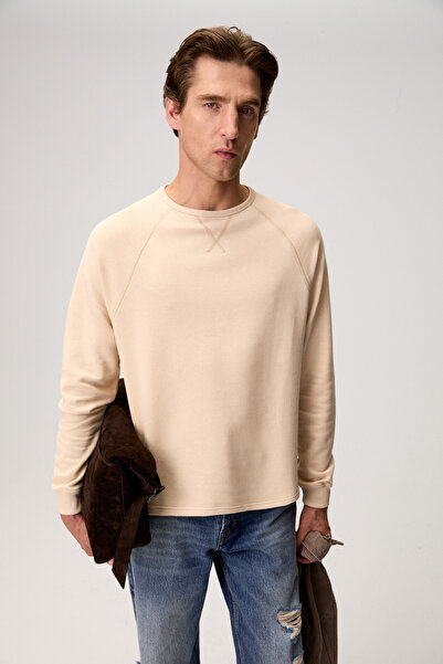 GRIMELANGE Gormak men's long sleeve mink - beige sweatshirt