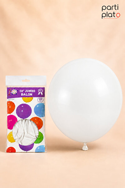 HBK Balon Hbk Latex White Balloon 18 Inch 45 cm 10 Pieces, Large Size Birthda...