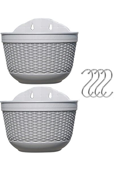 GENERAL Set of 2 Pcs Hanging Planters Outdoor Hanging Basket Plastic Flower P...
