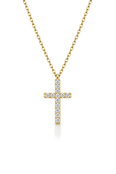 KAIROS JEWELRY 14 Ayar Altın Zarif Haç Kolye
