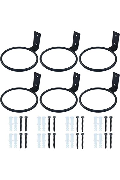 GENERAL 6 Pack Wall Mounted Flower Pot Holder Rings, 4 Inch Metal Plant Hange...