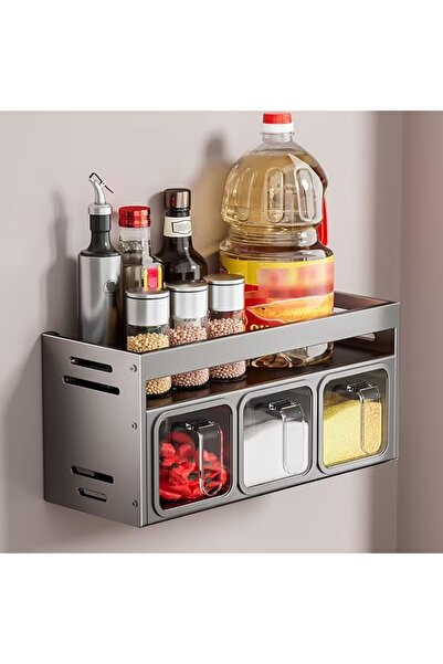 Generic Spice Rack with 3 Boxes Wall Mounted/Countertop nizer for Kitchen Her...