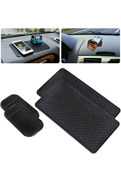 GENERAL Anti Slip Car Dashboard Mat - 4Pcs Black Vehicle Non Slip Pad, 2Pcs P...