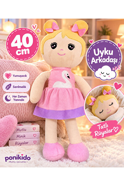PONİKİDO 40 Cm Peluş Bebek Uyku Arkadaşı Kuğu Elbiseli Yumuşak Oyuncak Bebek