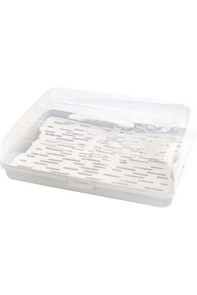 BranQ Home essential بران كيو - حاوية كيك مستطيلة أساسية للمنزل مع قطعتين للت...