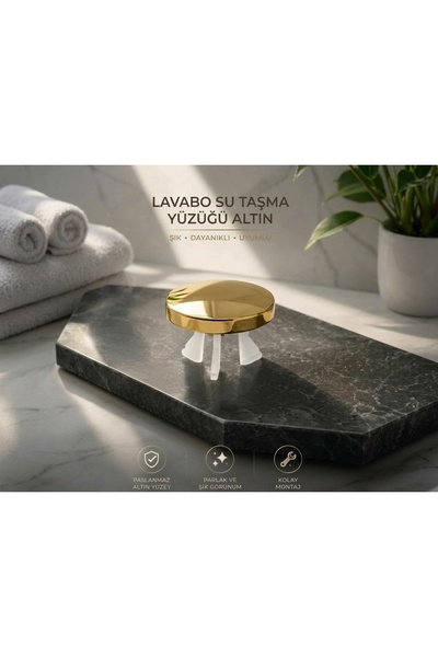 Eca Önü Kapalı Gold Lavabo Su Taşma Yüzüğü Kapağı – ABS Üzeri Parlak Altın - ...