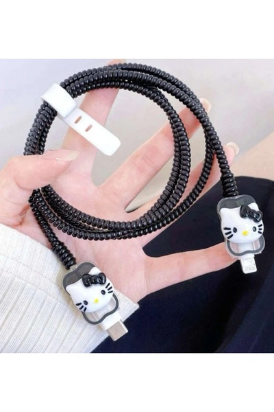 Generic Brand hello kitty style charging Cable Protector Set, Anti-Break Cable Saver Case, Compatible for iPhone 25W charger