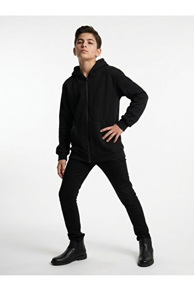 HAI COLLECTİON Erkek Çocuk 3 İplik Kapüşonlu Hırka – Fermuarlı Cepli Günlük Sweatshirt