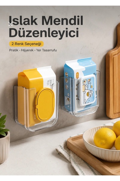 MİMOZA PARK Islak Mendil Düzenleyici Duvar Aparatı Mutfak Ve Banyo Islak Mendil Kutusu 1 Adet
