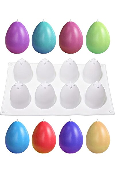 GENERAL Liaiyater 8 Cavity Silicone Egg Molds Easter Egg Shaped Fondant Mold ...