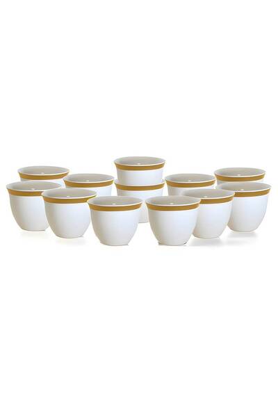 BIN SHIH White Arab Coffee Cup Set with Silver Line 12 Pieces