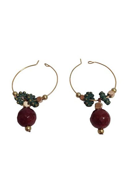 Bosphorus Sia Purple Beaded Women's Bijouterie Earrings 4cm
