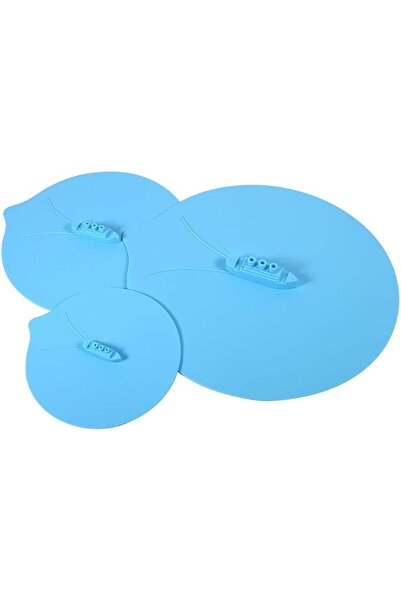 Fdit Silicone Seal Lid Set, 3 Pcs Steam Ship Design for Pot, Mug, Cup, Blue