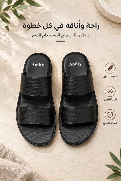 Generic Brand Men Open Toe Slide Slippers Premium Woven Texture Upper Double ...