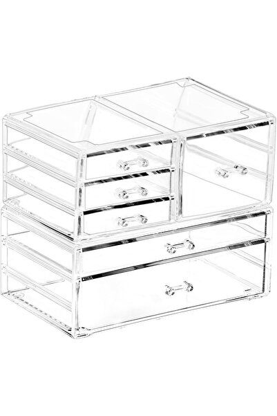 Arabest Stackable Makeup Organizer with 6 Drawers,Clear Jewelry and Cosmetic ...