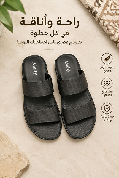 Generic Brand شباشب رجالية مفتوحة الأصابع بتصميم علوي منسوج فاخر وحزام مزدوج ...
