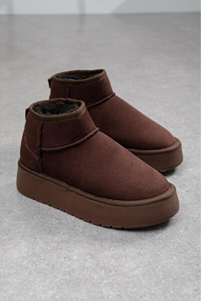 rozvoj Women's Suede Fur Lined Flat Sole Mini Boots