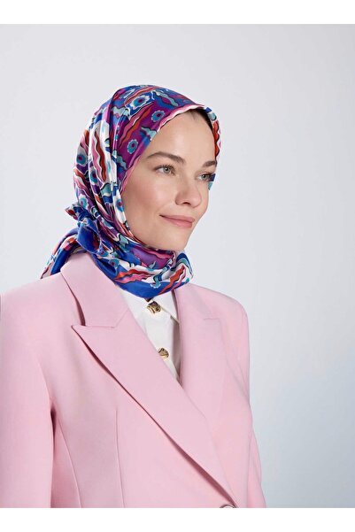 Imannoor PELENK MOR-PEMBE ÇİFT TARAFLI TİVİL İPEK EŞARP