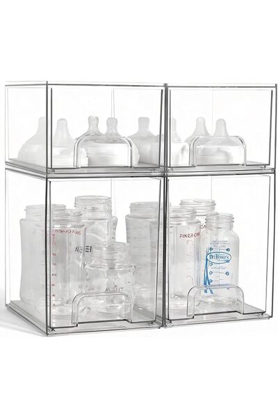 GENERAL MINMUNJIU Baby Bottle Organizer, 4 Pack Clear Space-Saving Stackable ...