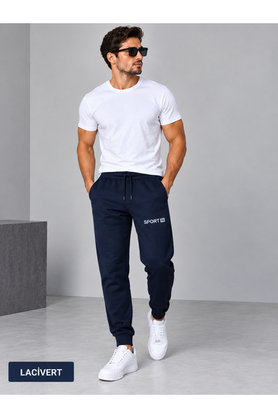 TREND ALİSSE Men's Black Sweatpants - Sports Sweatpants with Pockets and Elas...