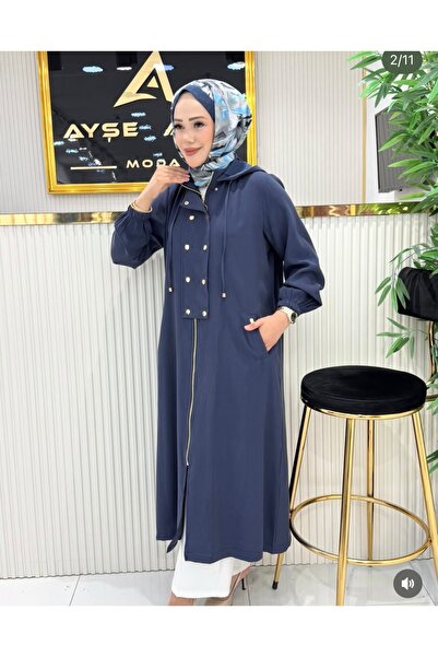 ayşe akay Kapuşonlu Trenç Cap-lacivert