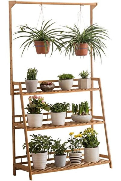Arabest Bamboo Multi-Tiered Hanging Plant Stand,Creative Indoor and Outdoor F...
