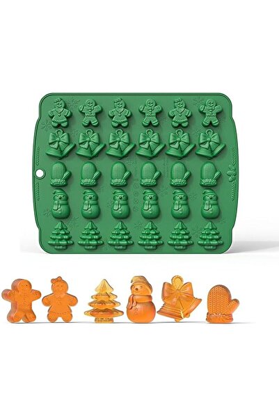 GENERAL Christmas Silicone Chocolate Mold, 30 Cavities Gingerbread Man, Bells...