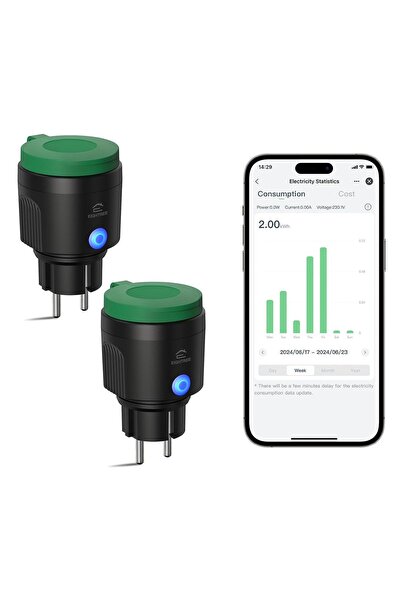 Dotail Σετ 2 Έξυπνων Πριζών WiFi Εξωτερικού Χώρου, 16Α, 240V, WiFi 2.4 GHz, Π...