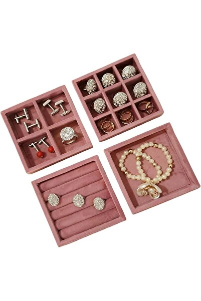 GENERAL Velvet Small Jewelry Tray Organizer - 4PCS Stackable Display Trays fo...