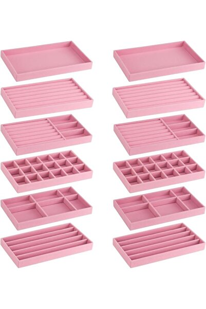 GENERAL 12Pcs Velvet Stackable Jewelry Trays, Jewelry Drawer Organizer, Large...