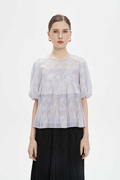 Livia Women's Mid-Length Patterned Short-Sleeve Blouse