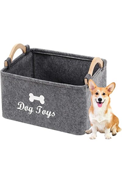 GENERAL Geyecete Dog Toys Storage Bins - with Wooden Handle, Pet Supplies Sto...